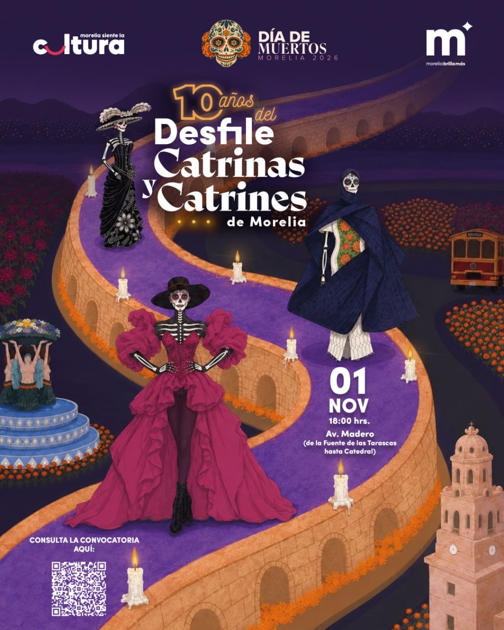 Abre SeCultura convocatoria para participar en el Desfile de Catrinas y Catrines de Morelia