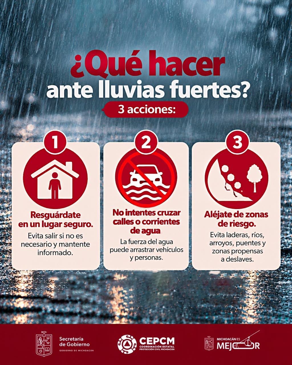 PC estatal llama a extremar precauciones ante lluvias por huracán “Simon”