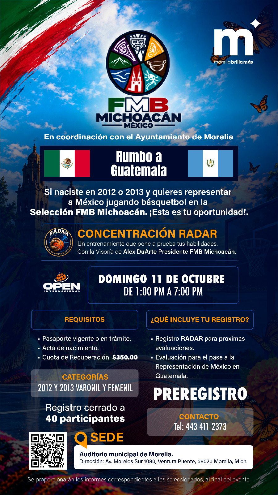 Gobierno de Morelia apoyará la selección de jóvenes basquetbolistas que competirán en Guatemala