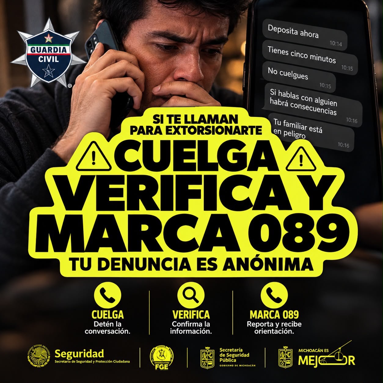 ¿Te exigen dinero y te amenazan con hacerte daño? Guardia Civil te dice cómo actuar