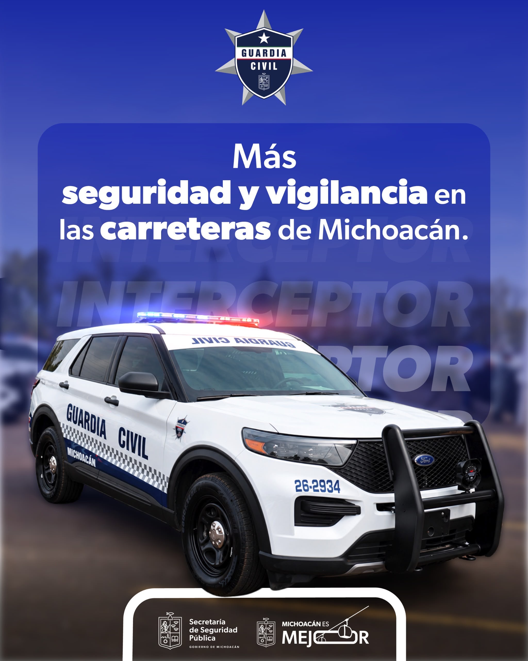 Con 40 nuevas patrullas Police Interceptor, Guardia Civil refuerza la seguridad en carreteras de Michoacán